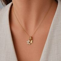 naszyjnik stal szlachetna pozłacana 14k złotem, motyle nst2271