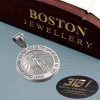 SREBRNY MEDALIK RELIGIJNY Z MARYJĄ NA ŁAŃCUSZEK STAL CHIRURGICZNA PREMIUM