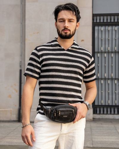 Saszetka męska nerka elegancka ze skóry naturalnej na pasku skórzana na Arena.pl