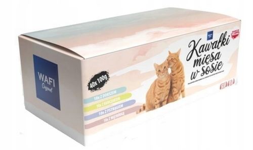 WAFI KARMA MOKRA DLA KOTA SASZETKI MIX SMAKÓW 40x100G 75% MIĘSA W KAWAŁKU na Arena.pl