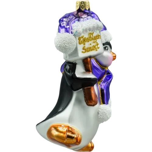 Bombka choinkowa: Pingwin w czapce Świętego Mikołaja na Arena.pl