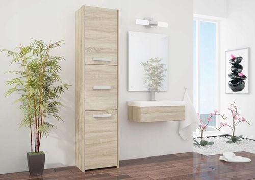 SZAFKA ŁAZIENKOWA REGAŁ SŁUPEK 30cm 3 DRZWI Sonoma na Arena.pl