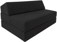 FOTEL 120x190x15 KANAPA PUFA MATERAC rozkładany SOFA Tkanina czarny