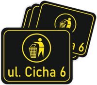 NAKLEJKI NA KOSZ na śmieci z ADRESEM ULICA i NUMER DOMU posesji 5szt