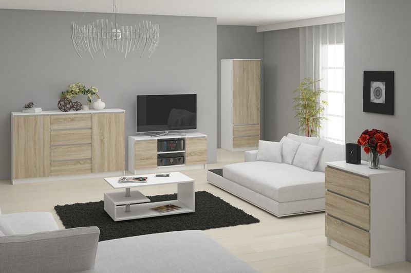 KOMODA K 120 cm 6 SZUFLAD BIAŁA / SONOMA zdjęcie 5