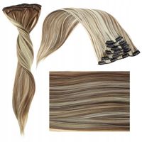 DOCZEPIANE WŁOSY Jak Naturalne Clip In Dopinki Proste Długie 6 Taśm 60cm