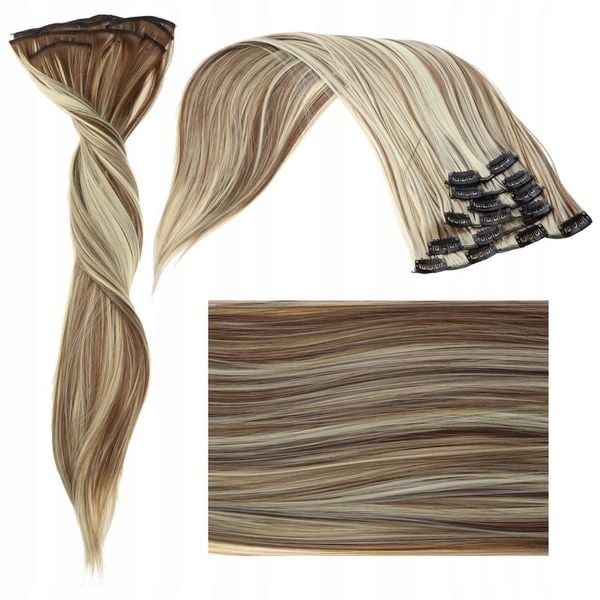 DOCZEPIANE WŁOSY Jak Naturalne Clip In Dopinki Proste Długie 6 Taśm 60cm zdjęcie 1