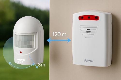 ALARM BEZPRZEWODOWY ZESTAW CZUJNIKÓW RUCHU PIR 120m IP44 90dB SYGNALIZACJA na Arena.pl