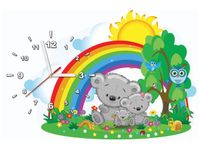 60CM 40CM ZEGAR OBRAZ RODZINKA MISI TĘCZĄ DRUK PŁÓTNO RAMA