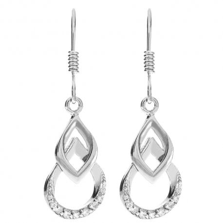 SREBRNY KOMPLET PRZESTRZENNY Z CYRKONIAMI SREBRO PRÓBY 925 zdjęcie 2