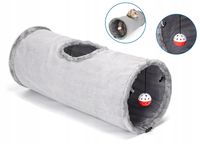 tunel dla kotów zamszowy aksamit z dzwoneczkiem piłeczka 60 cm składany