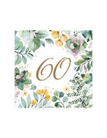 Serwetki papierowe 60 urodziny Akwarela Rośliny, 20 szt.