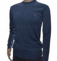 Sweter męski gładki jeans pod szyję okrągły XXL
