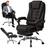 fotel biurowy obrotowy boss z podnóżkiem - czarny materiał ko22cz-mat