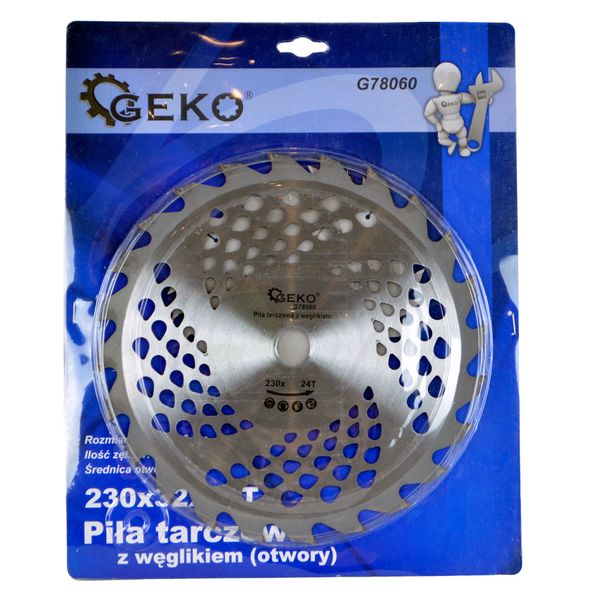 PIŁA TARCZA WIDIOWA DO CIĘCIA DREWNA 230x22 24 ZĘBY TNĄCE GEKO G78060 zdjęcie 3