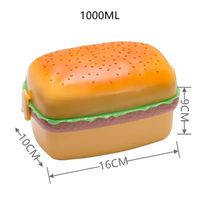 Hamburger pudełko na Lunch dwie warstwy śliczne Burger Lunchbox Bento kuchenka – 1000ML Rectangle
