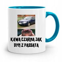 Kubek Błękitny Nosacz Janusz Kawa Czarna Jak Dym Z Nadrukiem Ze Zdjęciem