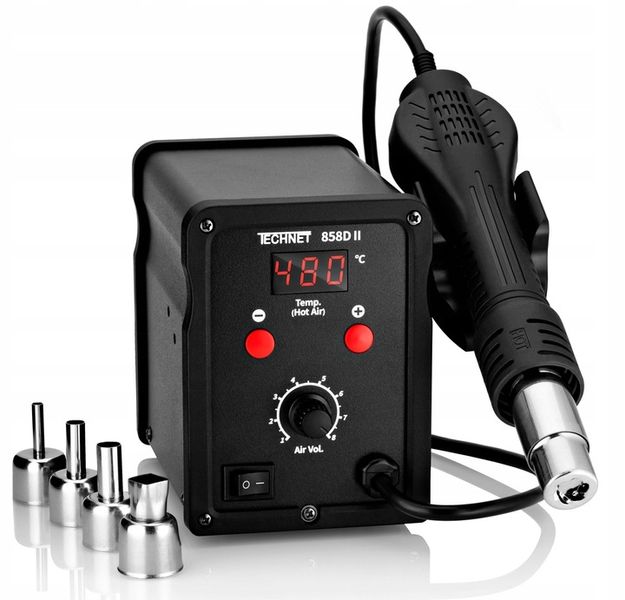 858D-II STACJA LUTOWNICZA LUTOWNICA HOT AIR 4 DYSZE KALIBRACJA TEMPERATURY zdjęcie 2