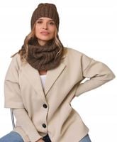 damski Komplet brązowyi zimowy CZAPKA Z KOMINEM ciepły ZESTAW polski Be4