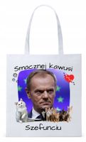 Donald Tusk Platforma Torba Eco Biała Shopper Z Nadrukiem Ze Zdjęciem