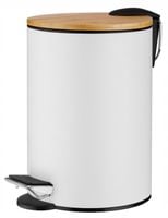 Kosz na śmieci 3L NAOMI biały z bambusem
