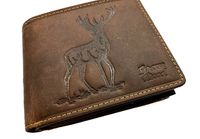 Skórzany portfel myśliwski Green Deed ciemny brąz - Jeleń / RFID