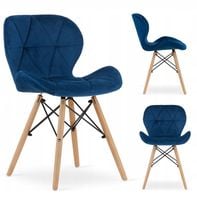 KRZESŁO TAPICEROWANE WELUROWE DO SALONU JADALNI WELUR VELVET GRANATOWE