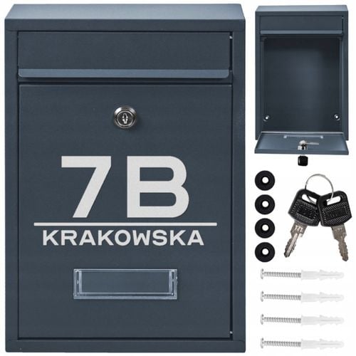 SKRZYNKA POCZTOWA NA LISTY POCZTĘ RIB ANTRACYT + NAPIS ADRES ULICA NUMER na Arena.pl