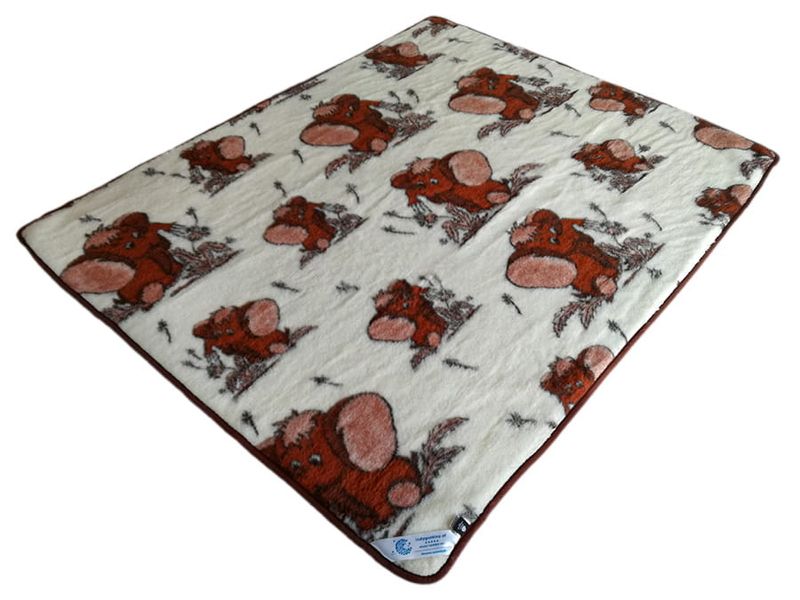 koc wełniany merynos australijski, wzór słonie 140x200 (+-5cm) zdjęcie 1