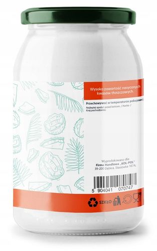 OLEJ KOKOSOWY NIERAFINOWANY 900ml Extra Virgin na Arena.pl
