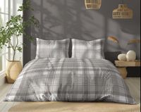 Pościel bawełniana 160x200cm KRATA BEŻOWA