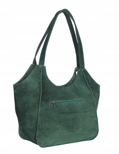 VERA PELLE Zamszowa TOREBKA duża SHOPPER BAG Praktyczne wnętrze Skóra Nat. na Arena.pl