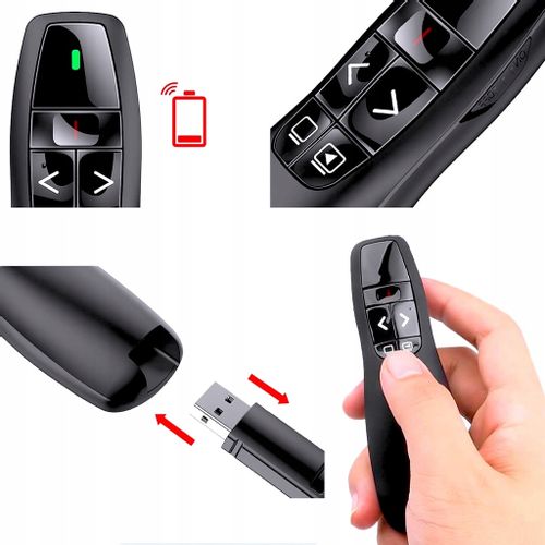 WSKAŹNIK PILOT SLAJDER DO PREZENTACJI PREZENTER LASEROWY CZARNY USB na Arena.pl