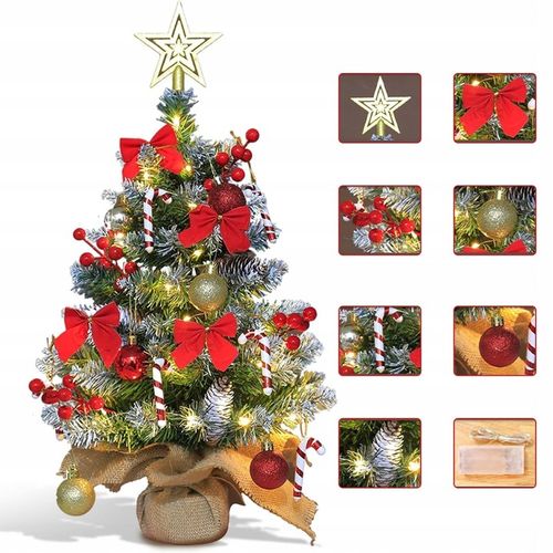 MAŁA SZTUCZNA CHOINKA 60 CM DO DEKORACJI STOŁU Z OŚWIETLENIEM LED na Arena.pl