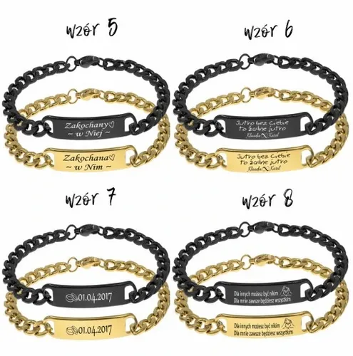 Bransoletki dla par z grawerem pancerka ze stali na Arena.pl