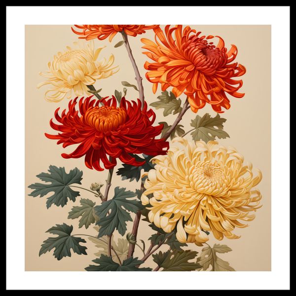 Plakat 40x40cm Tańczące Chryzantemy zdjęcie 3