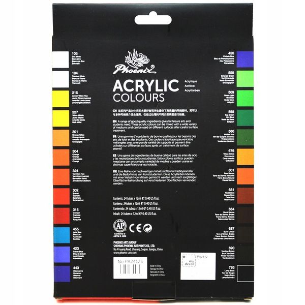 Farby Akrylowe Phoenix 24x12 ml ZESTAW FARB zdjęcie 6