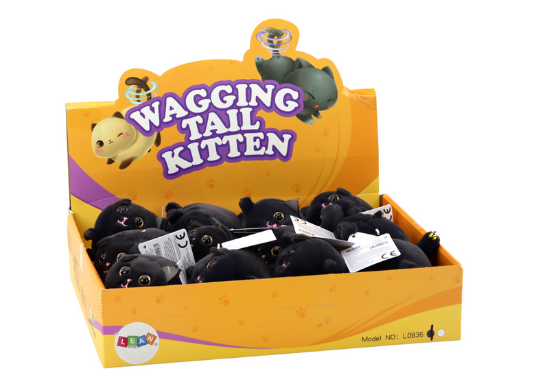 Pluszowy Kotek Naciągany Skaczący Maskotka Czarny zdjęcie 5