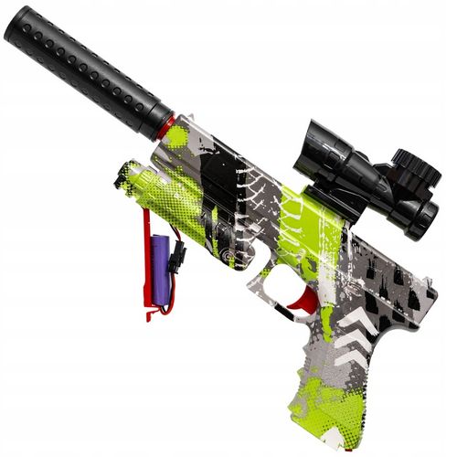 PISTOLET GLOCK AUTOMAT NA KULKI ŻELOWE Z TŁUMIKIEM ELEKTRYCZNY GRAFFITI na Arena.pl