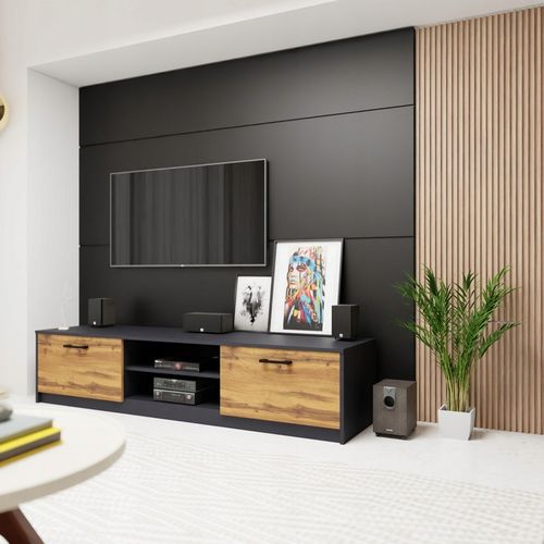Szafka RTV 2DC 160cm GRAFIT-WOTAN duży stolik pod telewizor komoda na Arena.pl
