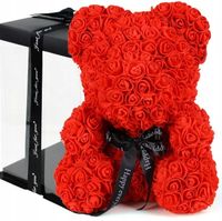 MIŚ Z RÓŻ 40CM PUDEŁKO Z PŁATKÓW RÓŻ