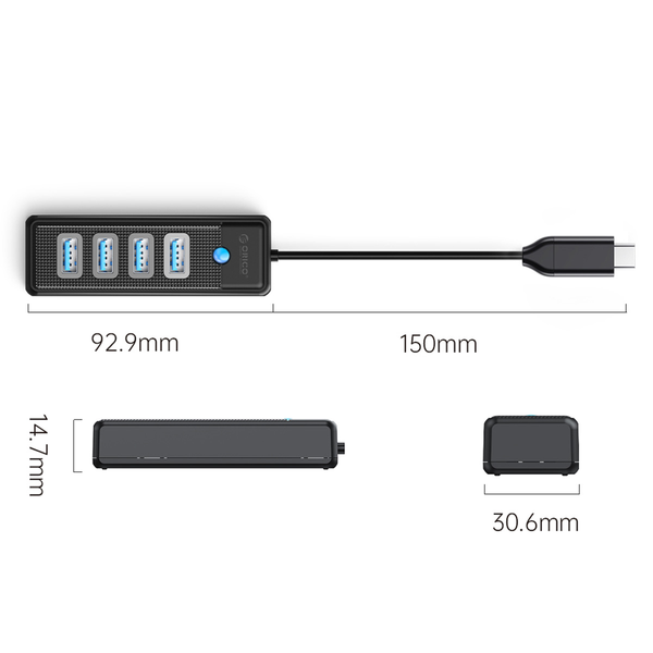 Orico Hub USB-C 2x USB-A 3.1 + USB-C czarny zdjęcie 9