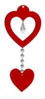 Z16b Zawieszka ozdoba ażur serce kryształ czerwony