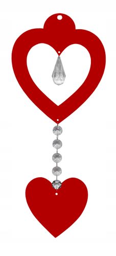 Z16b Zawieszka ozdoba ażur serce kryształ czerwony na Arena.pl