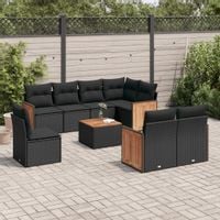 Emaga 9-cz. zestaw wypoczynkowy do ogrodu, z poduszkami, czarny