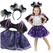 przebranie hallowen dla dziewczynki kostium spódniczka skrzydła tutu opaska
