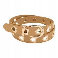 Pasek damski okucia w kształcie serduszka skóra ekologiczna 2,8cm beżowy