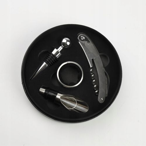 ZESTAW AKCESORIA DO WINA 4w1 NA PREZENT KORKOCIĄG KOREK PIERŚCIEŃ NALEWAK na Arena.pl