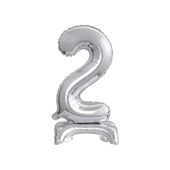 balon foliowy cyfra stojaca srebrna "2" urodziny