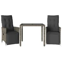3-cz. zestaw mebli ogrodowych z poduszkami, szary, polirattan